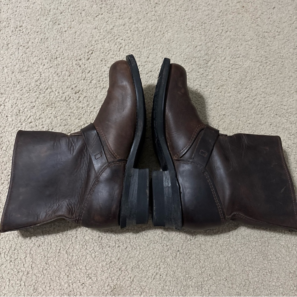 Frye Women’s Size 8.5M Engineer Ankle Boots Moto Boots Brown Leather Pull On - Picture 10 of 13